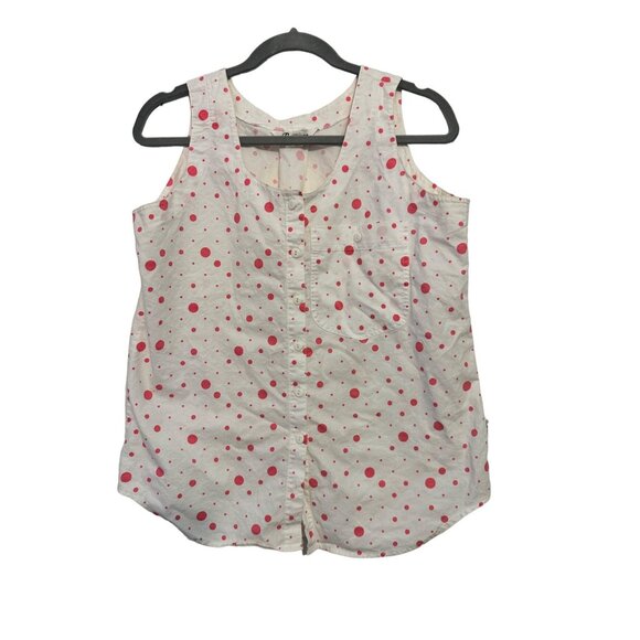 Vintage‎ Mervyn's white and pink polka dot tank blouse M - Picture 3 of 6